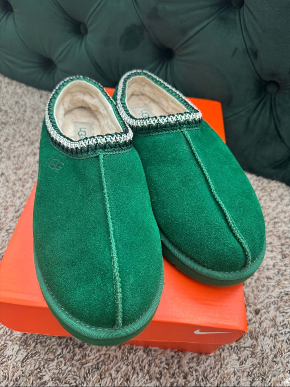 UGG men’s Tasman Green Suede Shearling Slip-On